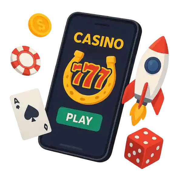 Rocket Casino mobile app interface on smartphone – Android and iOS compatible